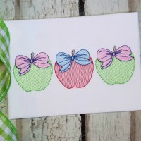 Apple Trio with Bows Machine Embroidery Design 